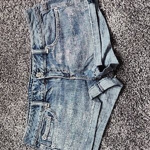 American Eagle Outfitters Distressed Light Blue Denim Cutoff Shorts